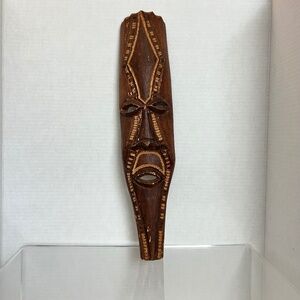 Vintage Intricately Hand Carved Wooden African Tribal Mask 16.5" Wall Hangable